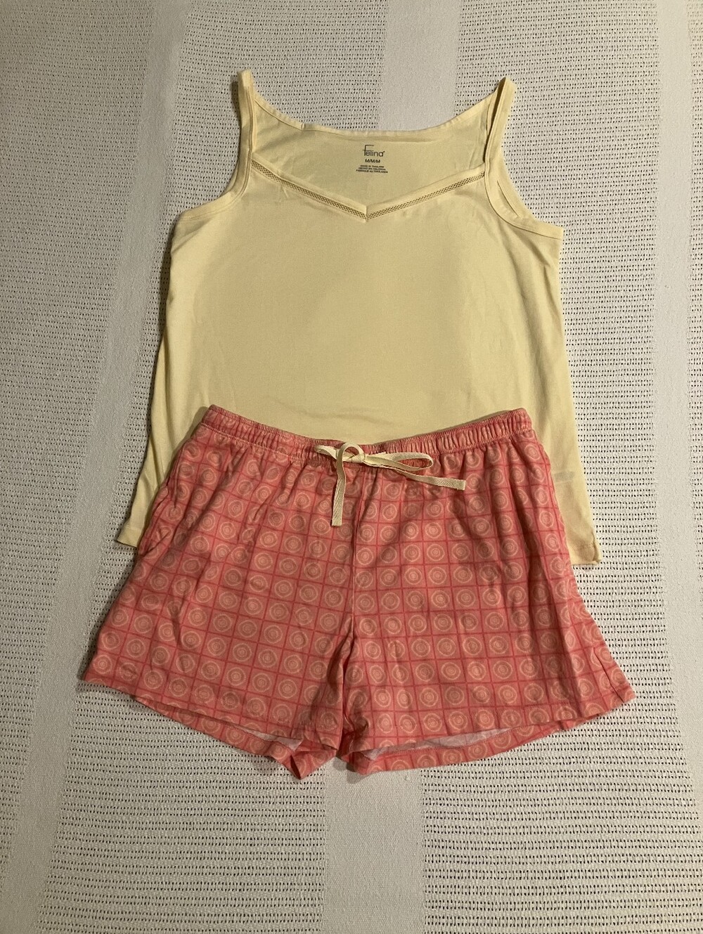 Yellow Tank & Coral Patterned Sleep Shorts Set - Women's Intimates